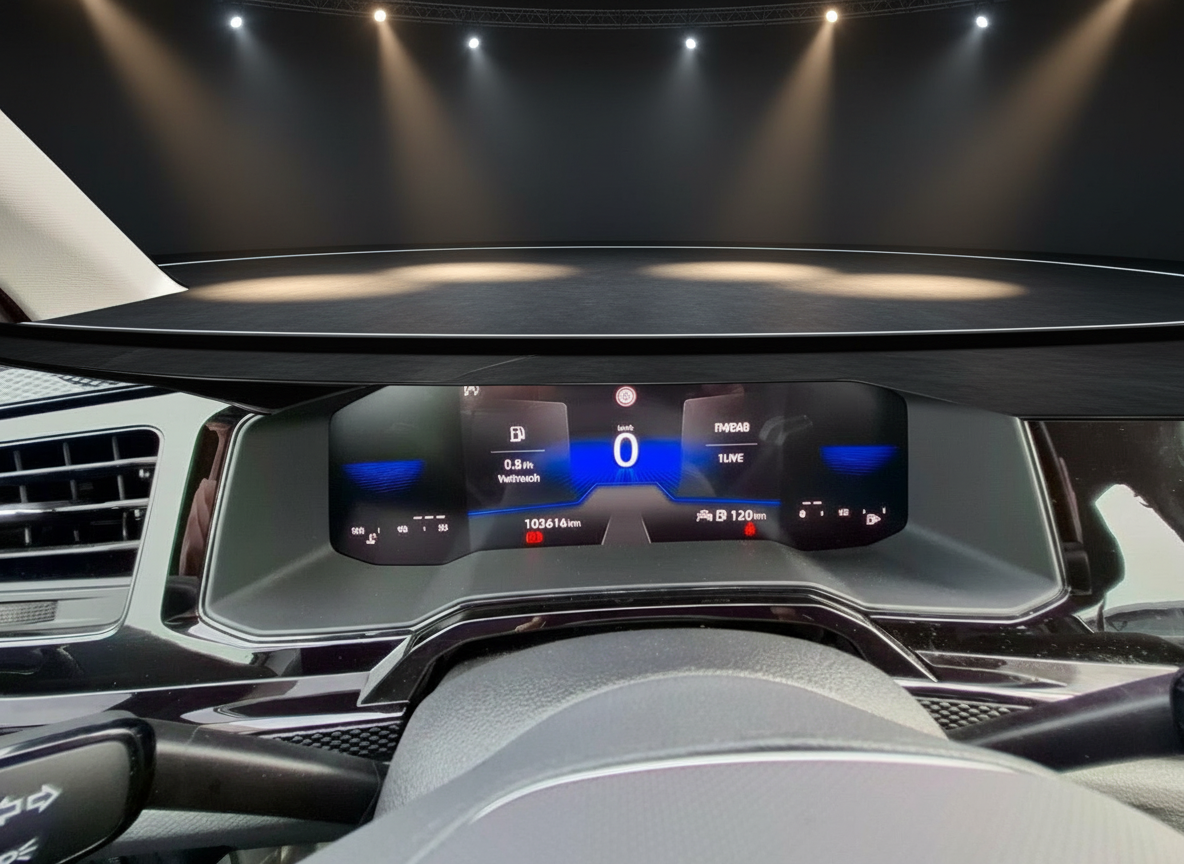 Digitales Kombiinstrument Volkswagen Fahrzeug mit 103616 km Kilometerstand und Tacho-Display