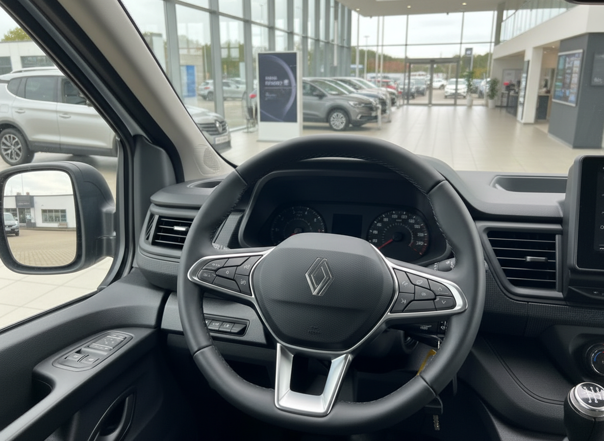 Renault Innenraum mit Lenkrad und Instrumententafel im Autohaus