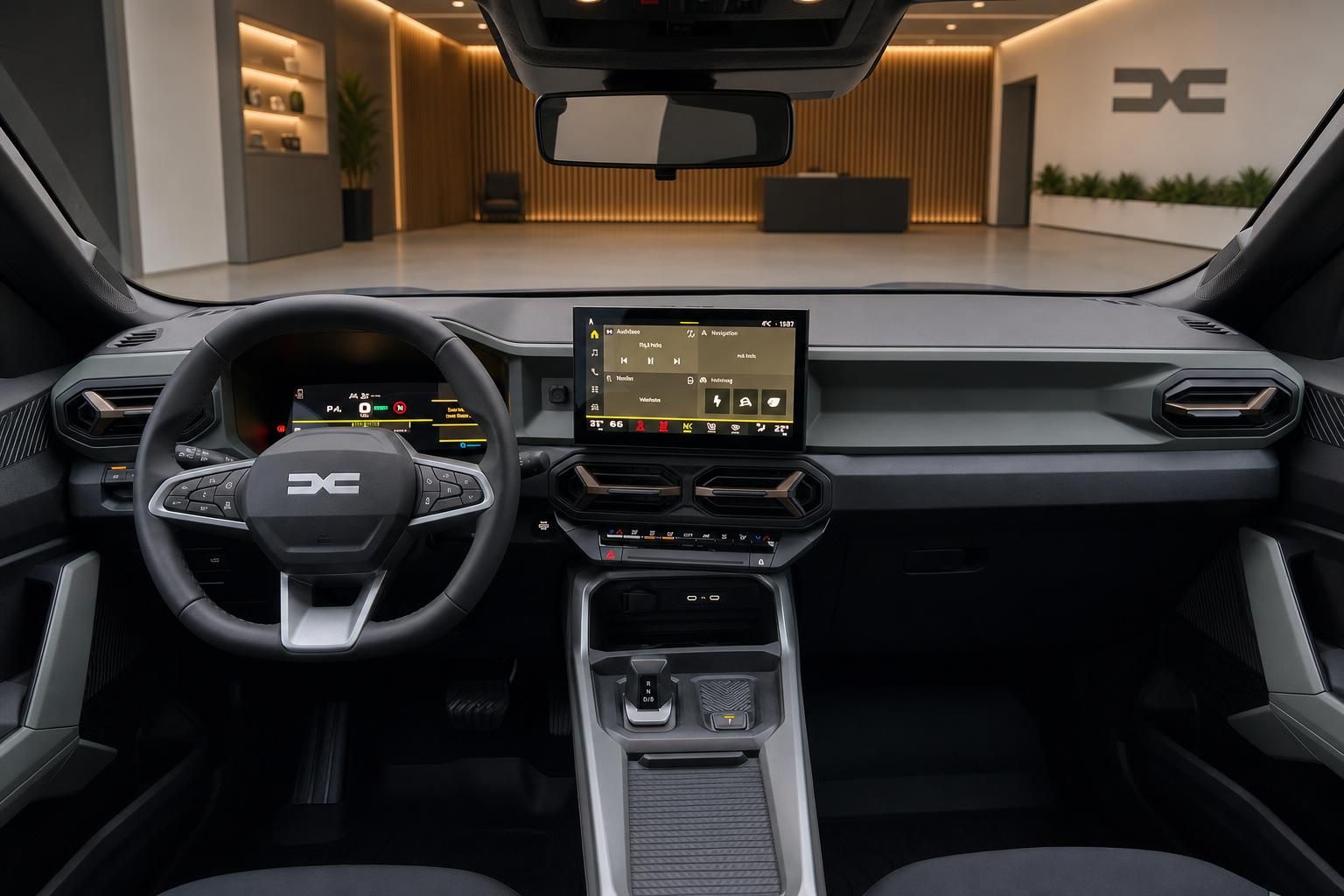 Dacia Cockpit mit digitalem Armaturenbrett, Infotainment-System und modernem Design - Innenansicht