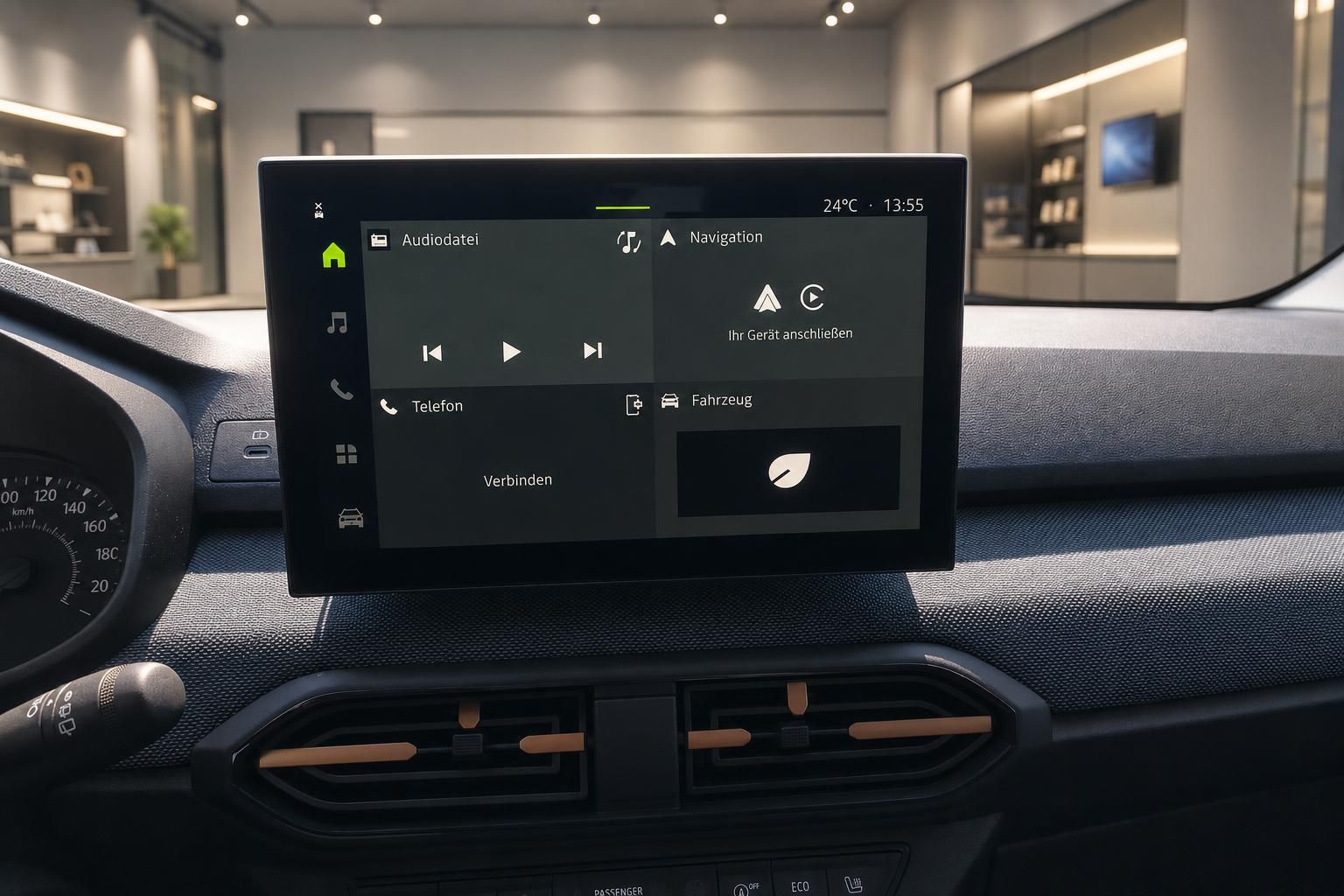Dacia Touchscreen Infotainmentsystem mit Navigation und Telefonmenue