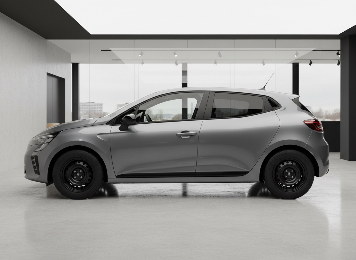 Renault Clio V Kompaktwagen in Grau metallic Seitenansicht im Showroom