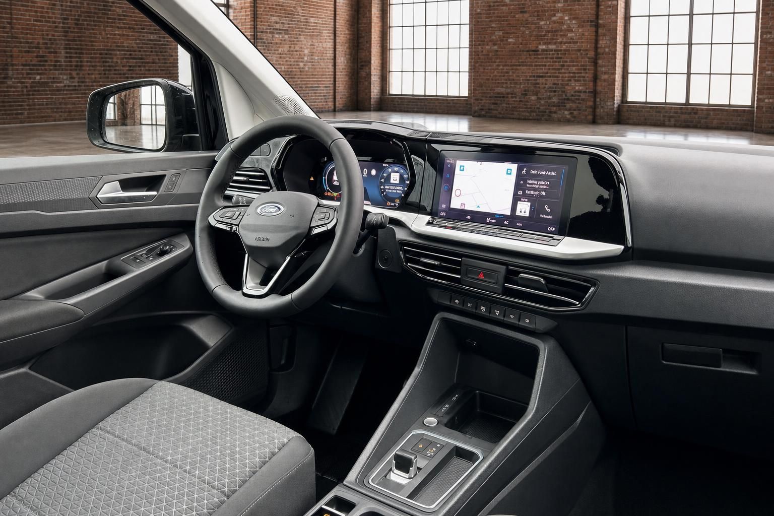 Ford Tourneo Connect Cockpit mit digitalem Kombiinstrument, Touchscreen-Navigation und Mittelkonsole