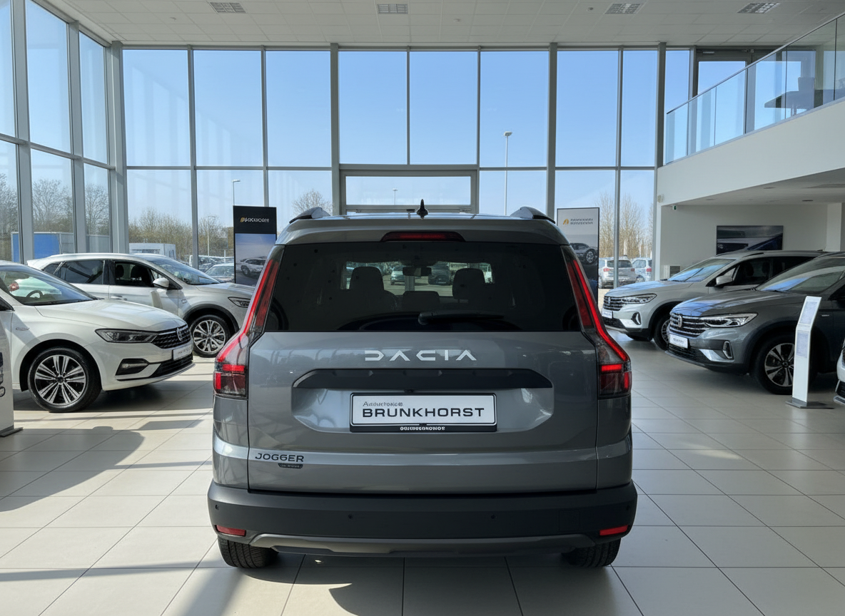Dacia Jogger grau Heckansicht im Autohaus Brunkhorst Showroom