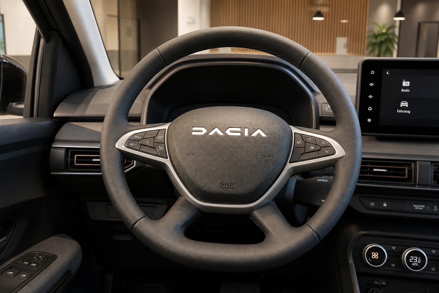 Dacia Lenkrad mit Multifunktionstasten und Infotainment-Display