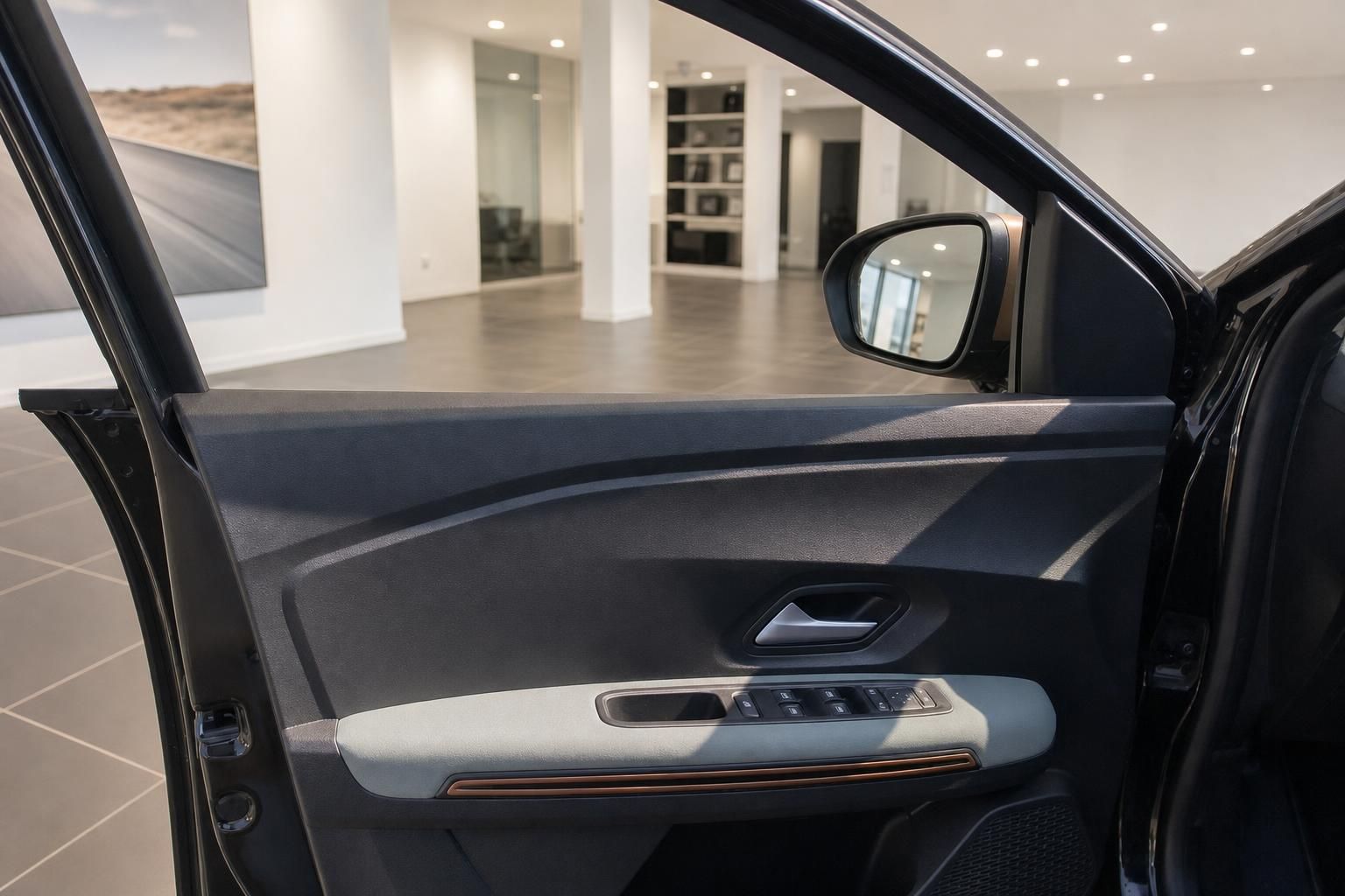 Dacia Fahrertür Innenverkleidung mit Fensterheber, Türgriff und Außenspiegel im Autohaus