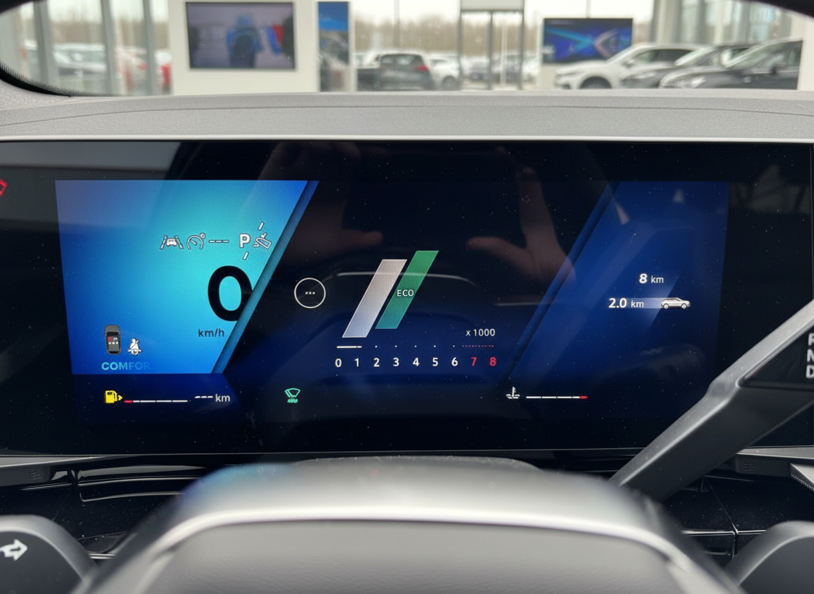 Digitales Kombiinstrument Fahrzeug Innenraum mit ECO-Anzeige und Tachometer