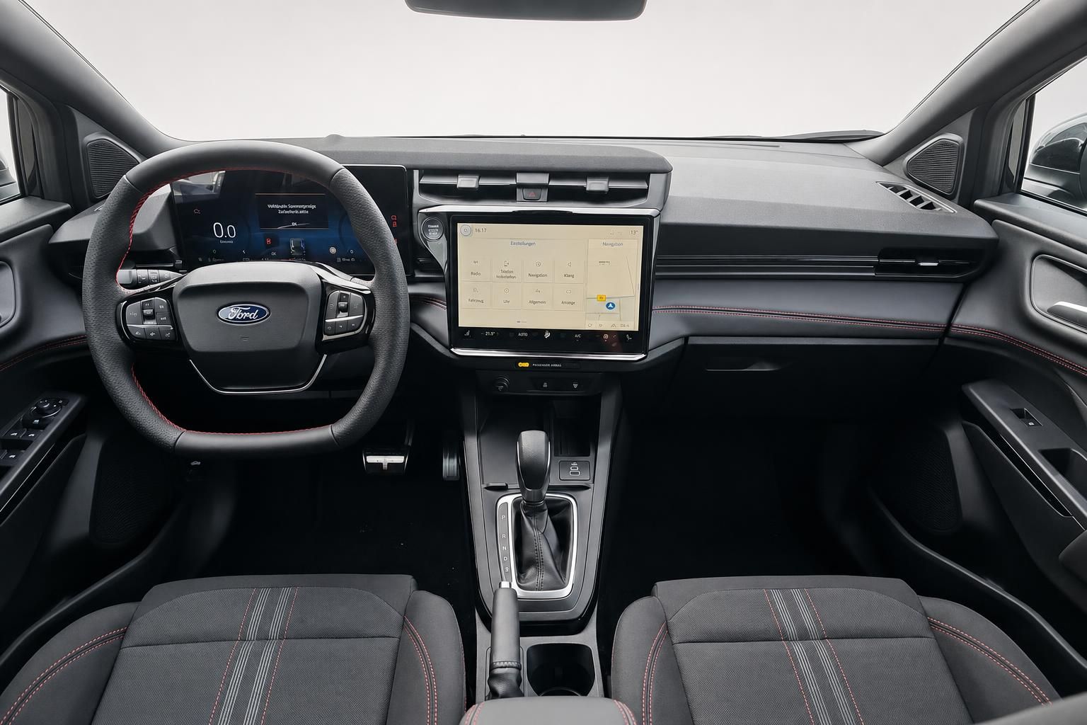 Ford Cockpit mit Lenkrad, Digitaltacho und Touchscreen-Navigation