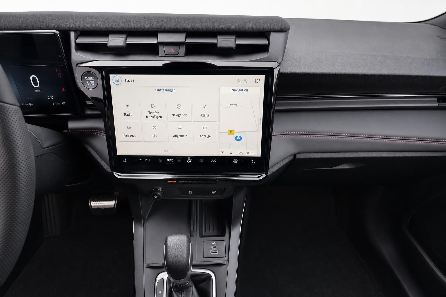 Ford Mittelkonsole mit Touchscreen, Navigation und Automatikschalthebel
