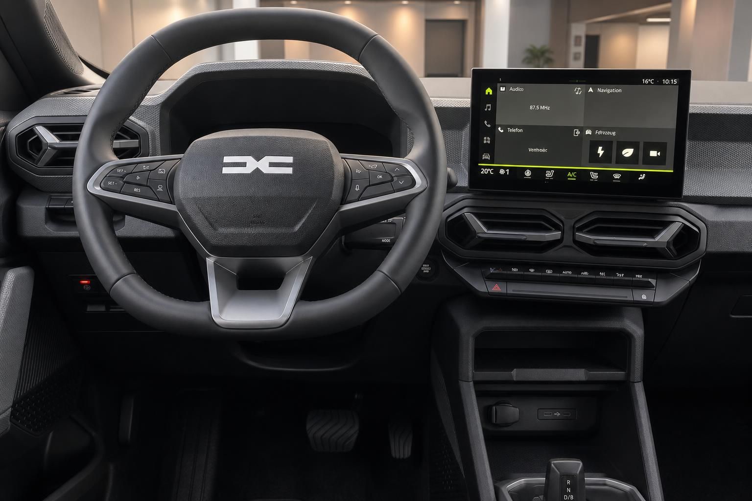 Dacia Duster Cockpit mit Multimediasystem und modernem Lenkrad - Innenraum