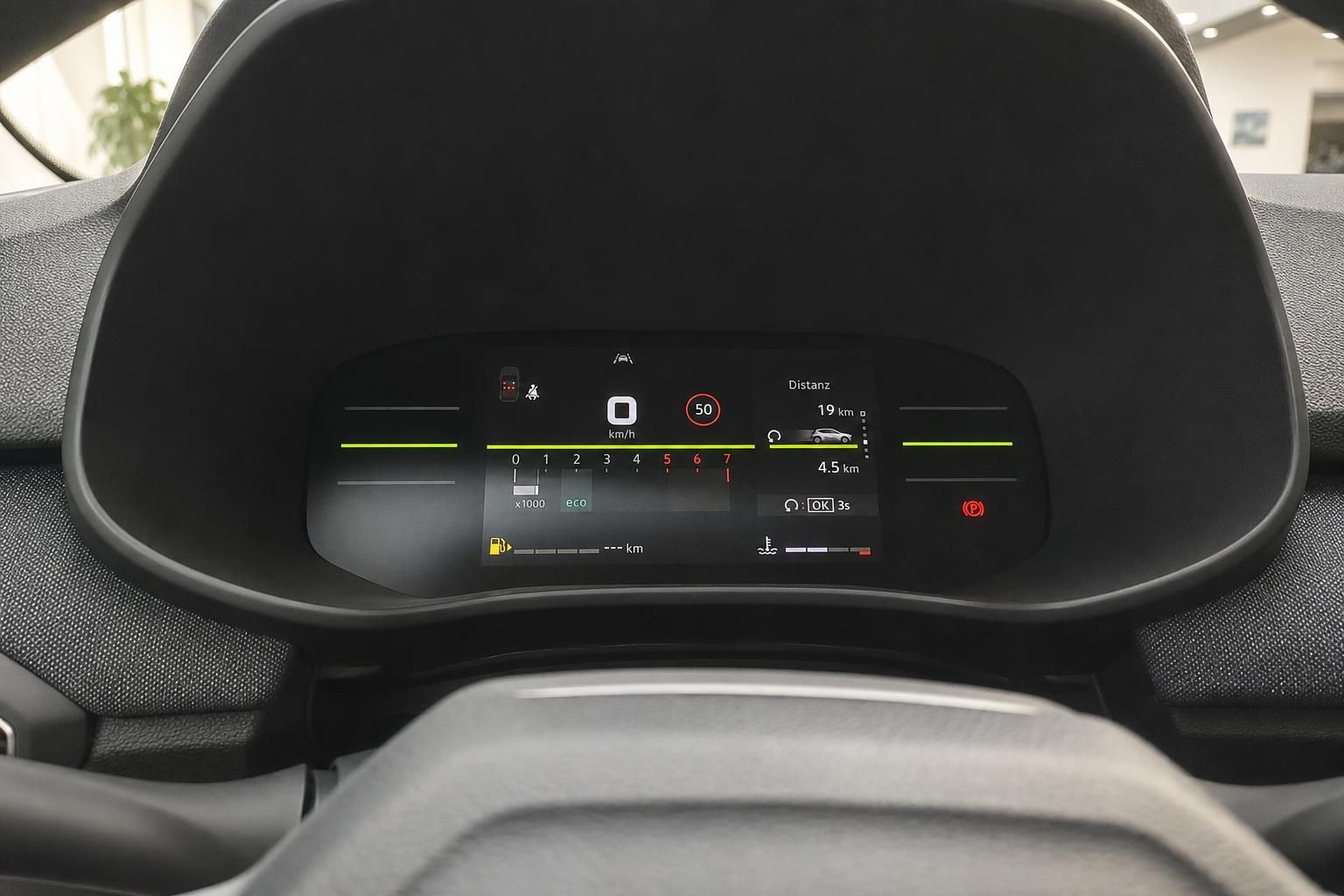 Dacia Digitalanzeige mit Tacho, Distanzanzeige und Fahrmodus Eco