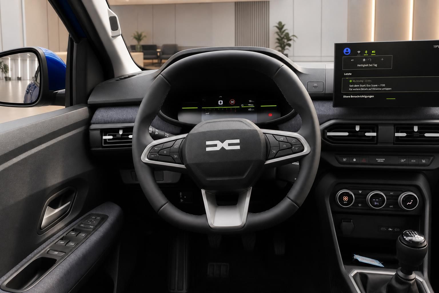 Dacia Sandero Cockpit mit Lenkrad und Multifunktionsdisplay