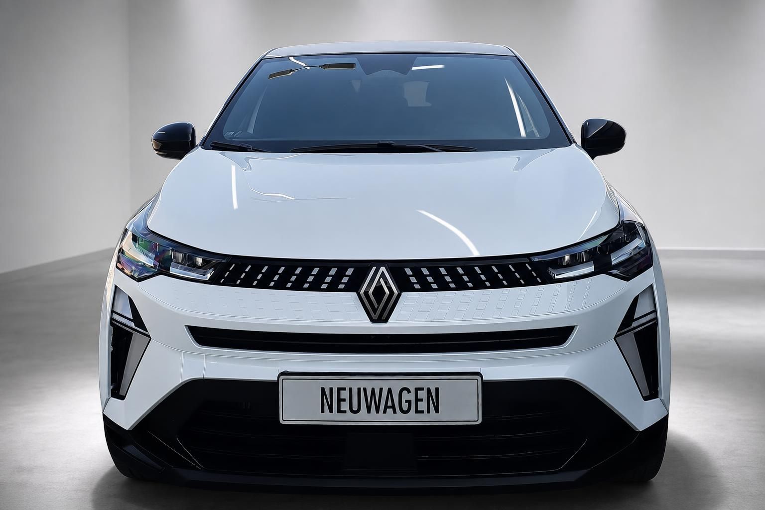 Renault Captur weiss Frontansicht Neuwagen mit Kennzeichenhalter