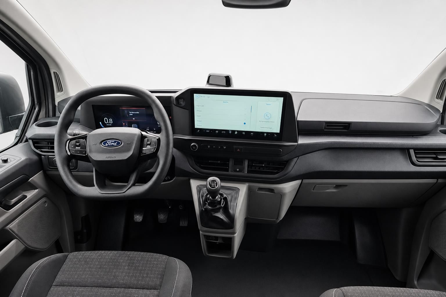 Ford Transit Custom Cockpit mit Lenkrad und Touchscreen-Display