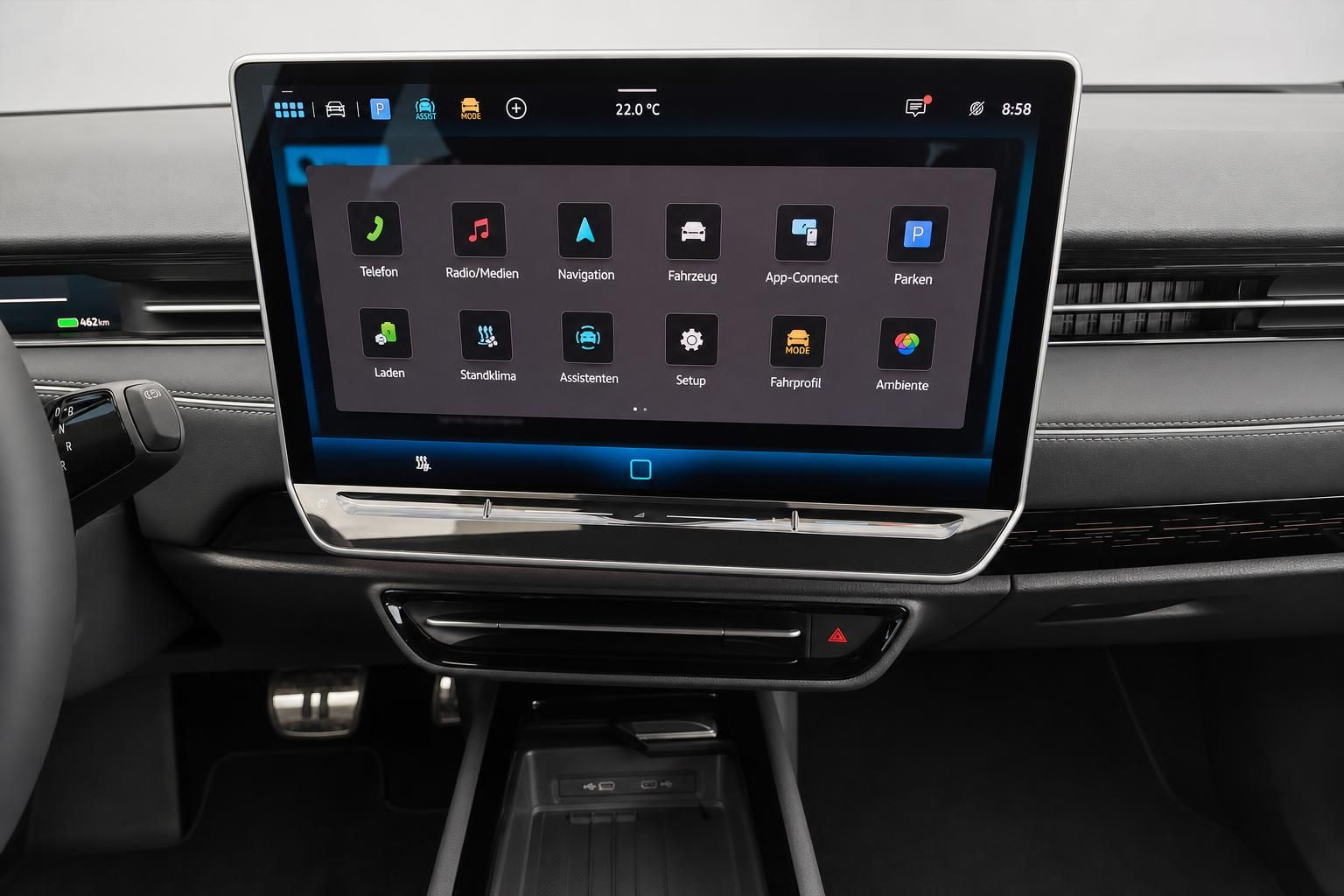 VW ID.7 Tourer Infotainment-Display mit Menuebersicht im Detail