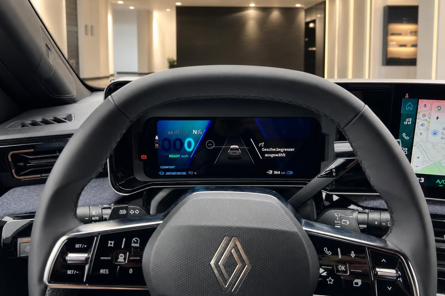Renault Cockpit mit Digitaltacho und Lenkrad im Innenraum