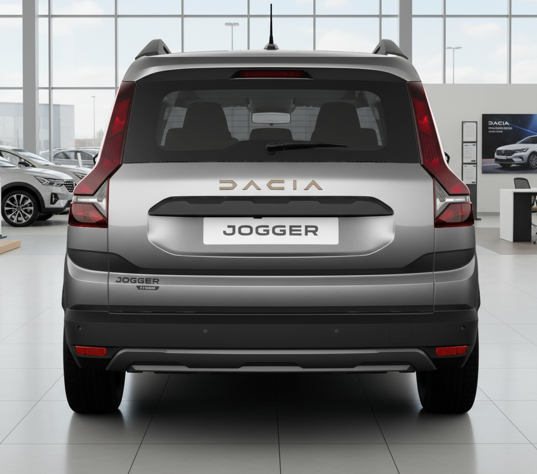 Dacia Jogger Heckansicht in Grau im Autohaus Showroom