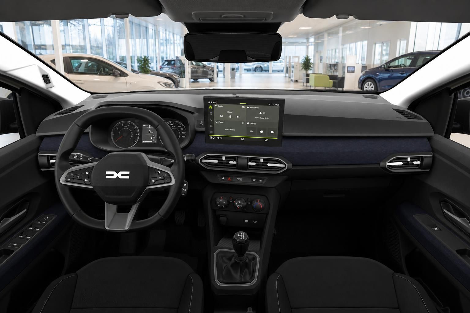 Dacia Sandero Innenraum mit Cockpit, Lenkrad und Multimedia-Display