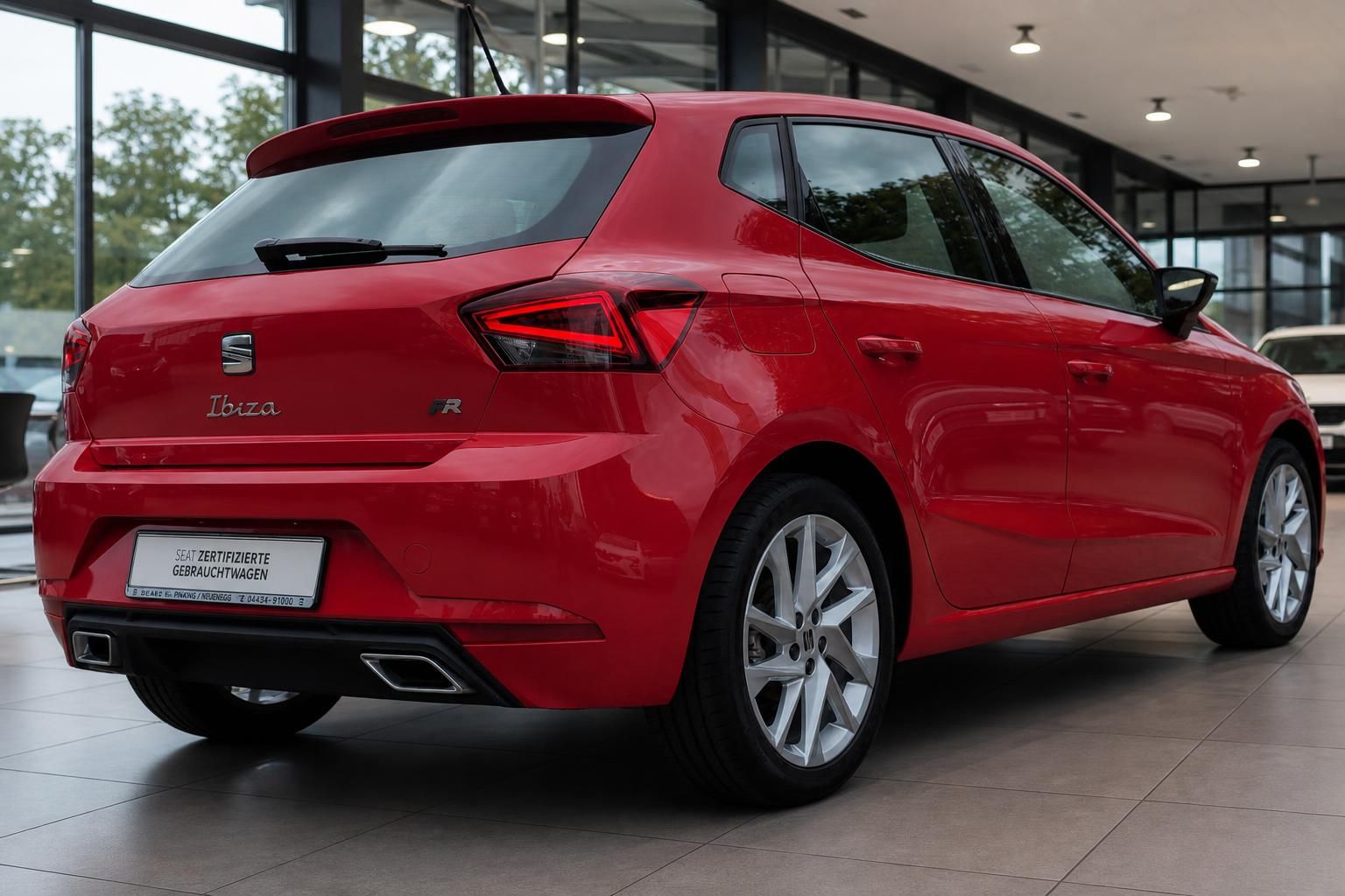 SEAT Ibiza FR rot Heckansicht mit Doppelendrohr Auspuff