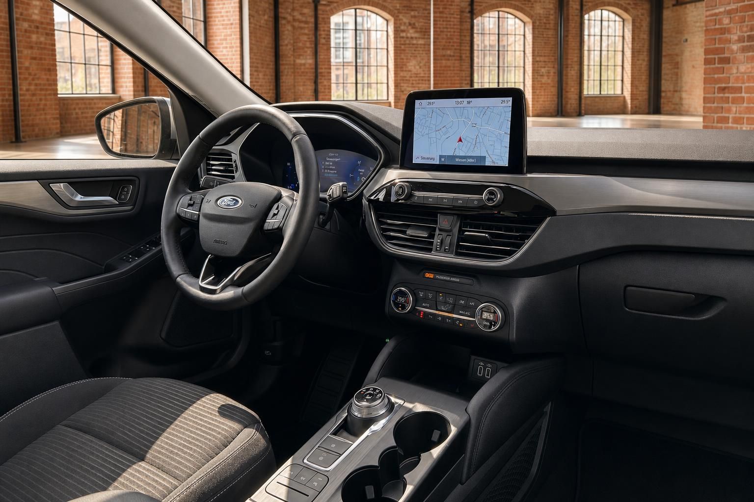 Ford Kuga Cockpit mit Navigationssystem und Mittelkonsole im Detail