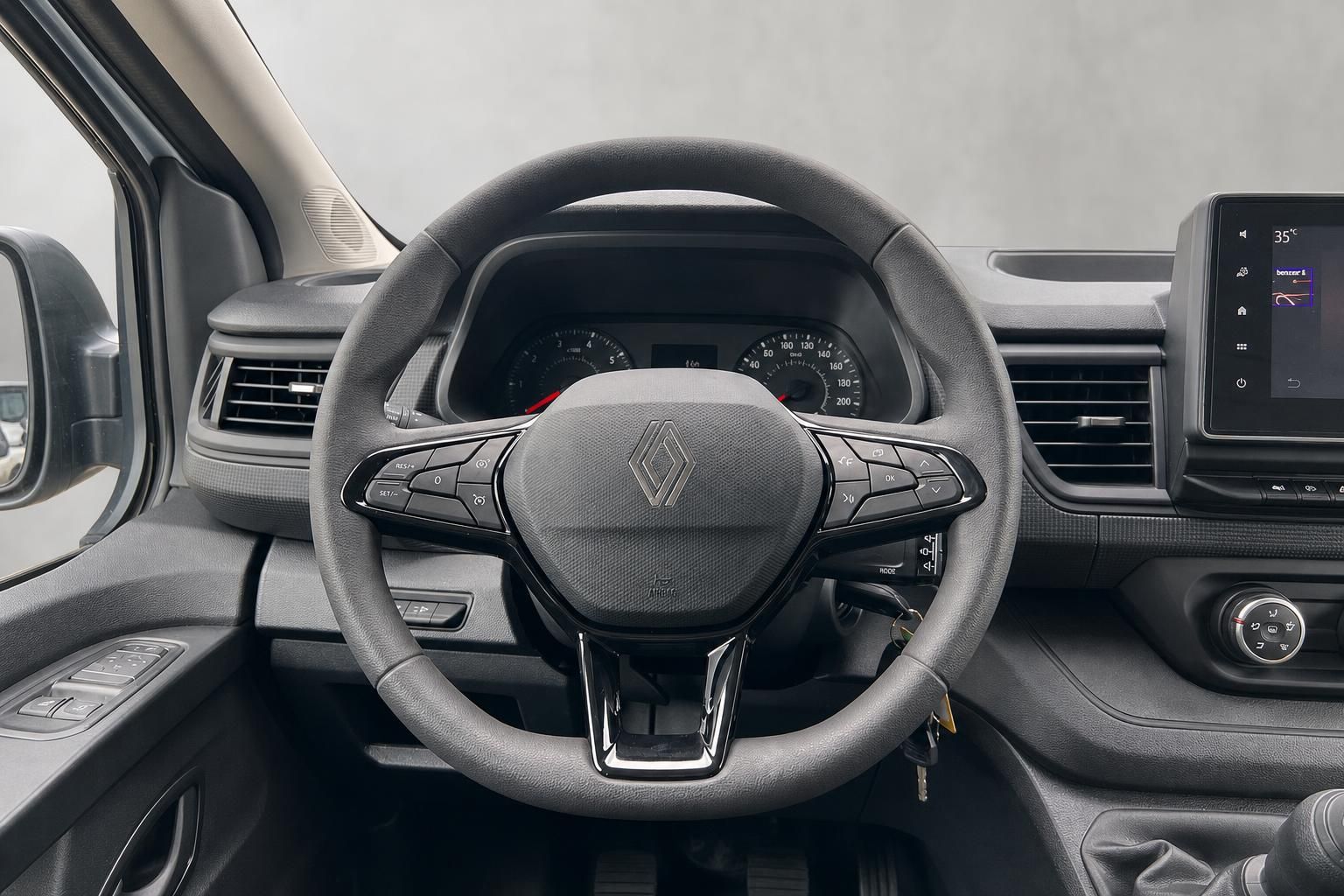 Modernes Cockpit mit Lenkrad und Touchscreen Display - Fahrzeug Innenraum Ausstattung