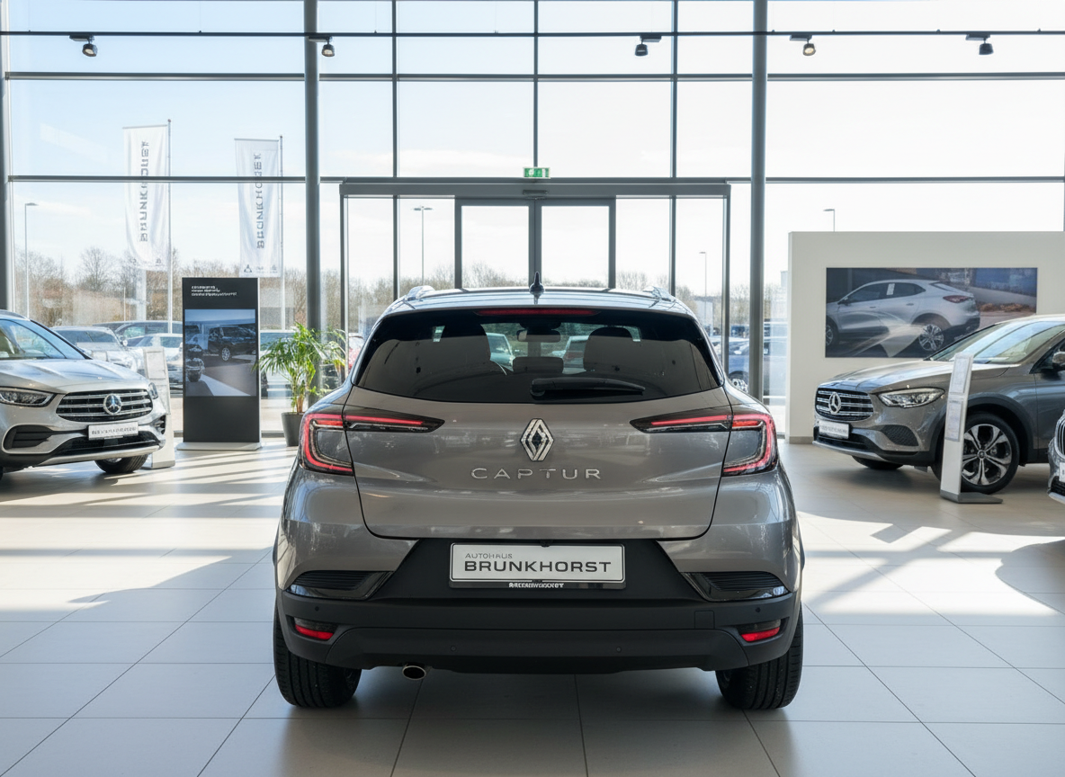 Renault Captur grau Heckansicht im Autohaus Brunkhorst Showroom