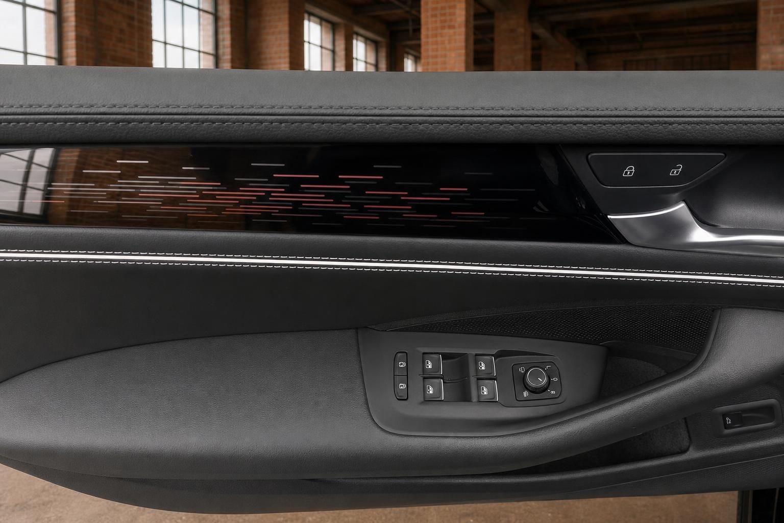 Türverkleidung mit Fensterhebern und Verriegelung im VW Passat Innenraum