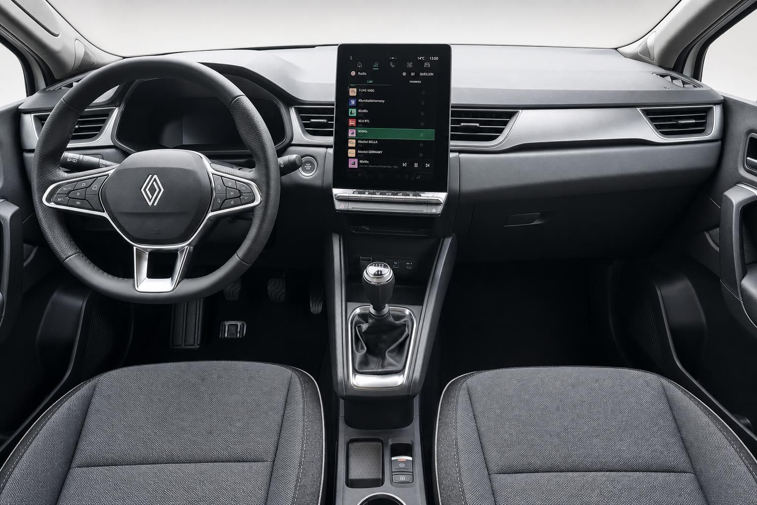Cockpit mit Lenkrad, Schaltung und Touchscreen im Renault Innenraum