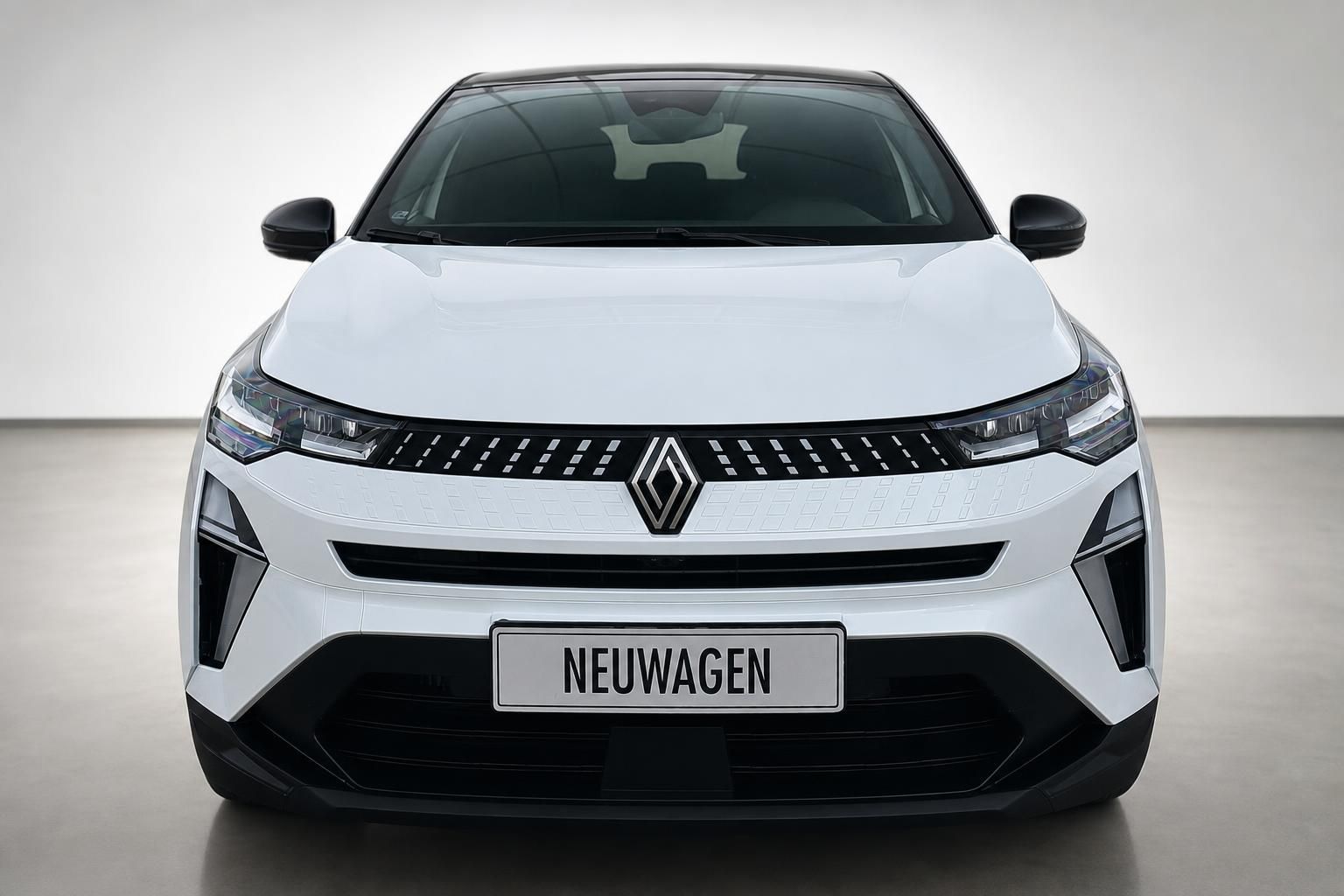 Renault Captur weiß Frontalansicht mit Kennzeichenhalter Neuwagen