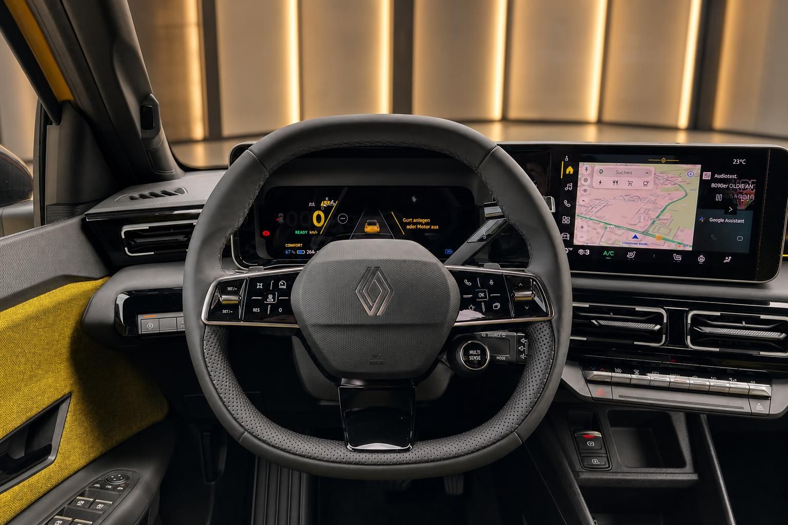 Renault 5 Lenkrad mit Digitalinstrument und Infotainment-Touchscreen Navigationssystem Innenansicht
