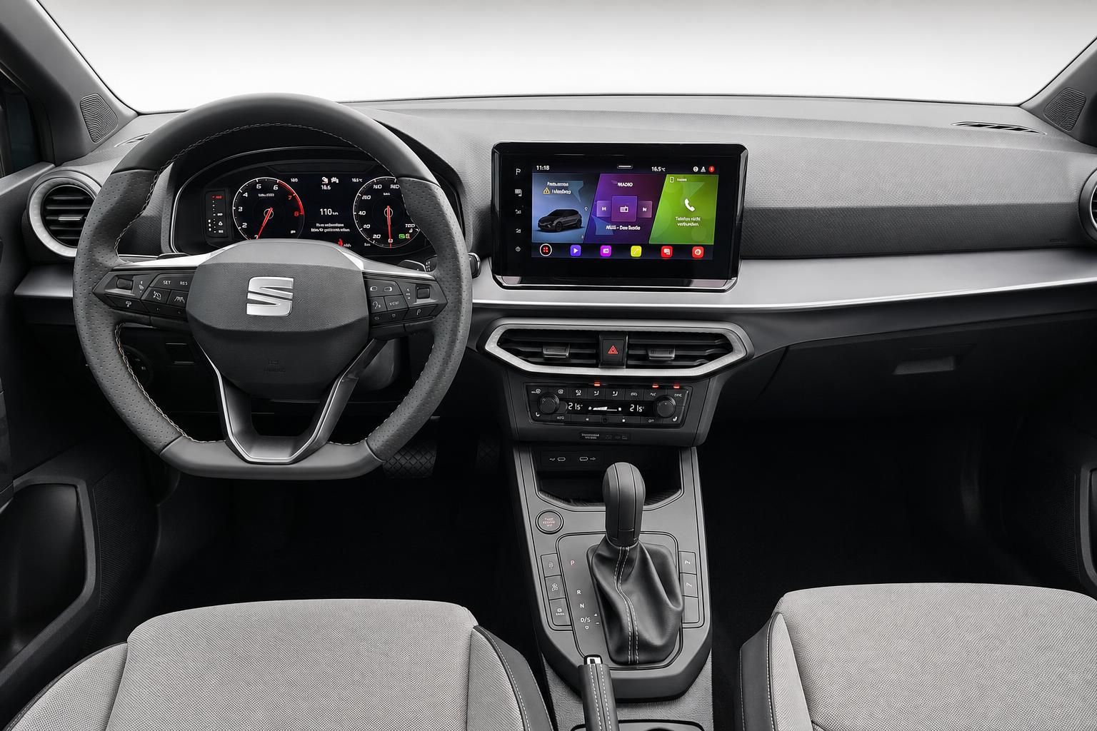 Seat Cockpit mit Lenkrad, Digitaltacho und Touchscreen-Infotainment