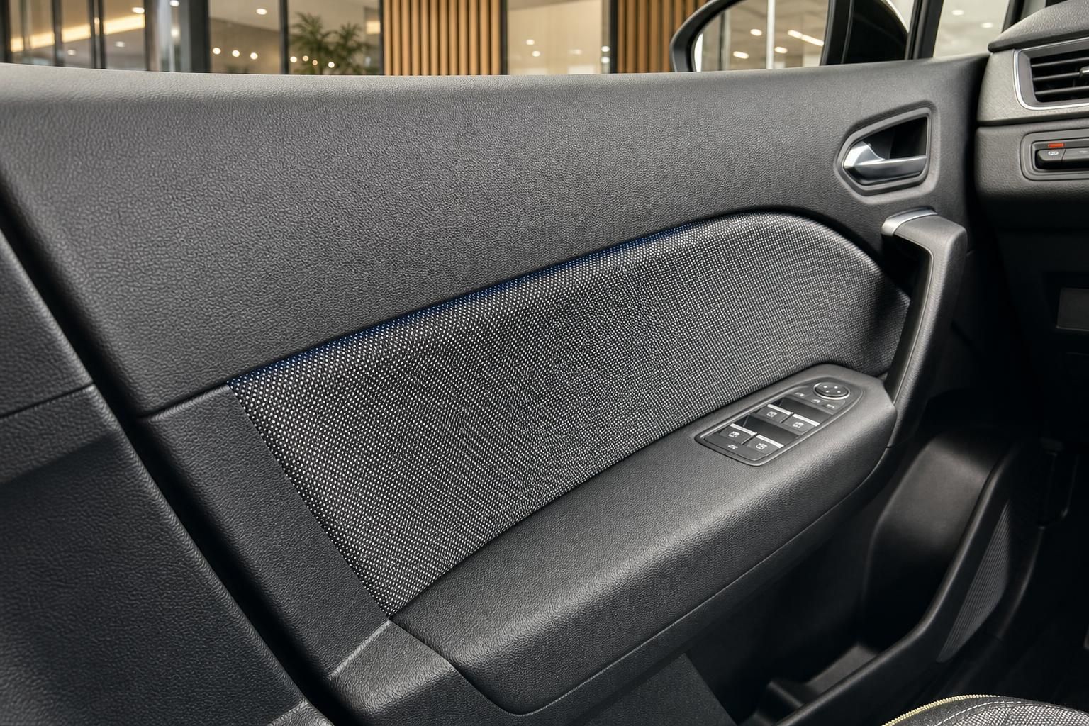 Auto Türverkleidung mit Fensterheberschaltern und Lautsprechergitter - Innenausstattung Detail