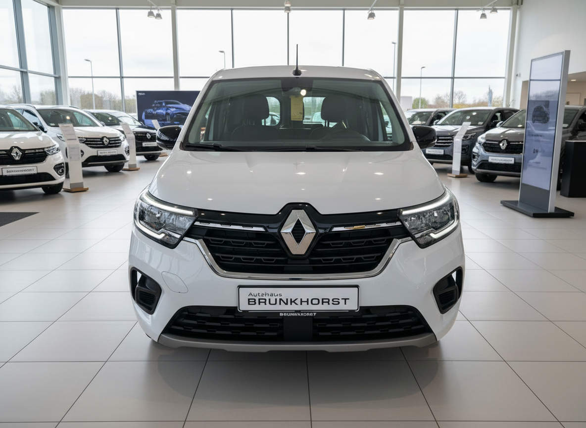 Renault Kangoo Frontansicht weiß im Autohaus Brunkhorst Showroom