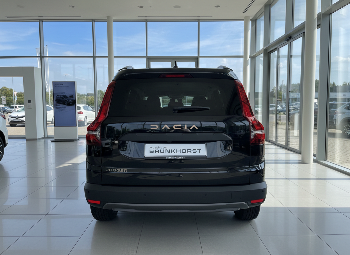 Dacia Jogger Schwarz Heckansicht im Autohaus Brunkhorst Showroom