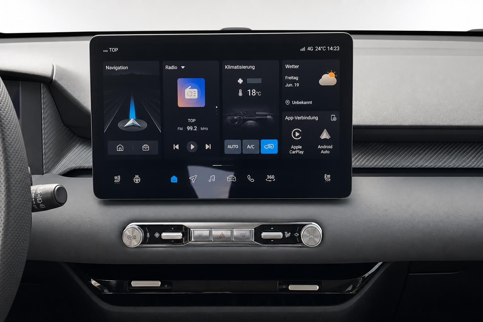 MG Touchscreen Display mit Navigation, Radio und Klimasteuerung