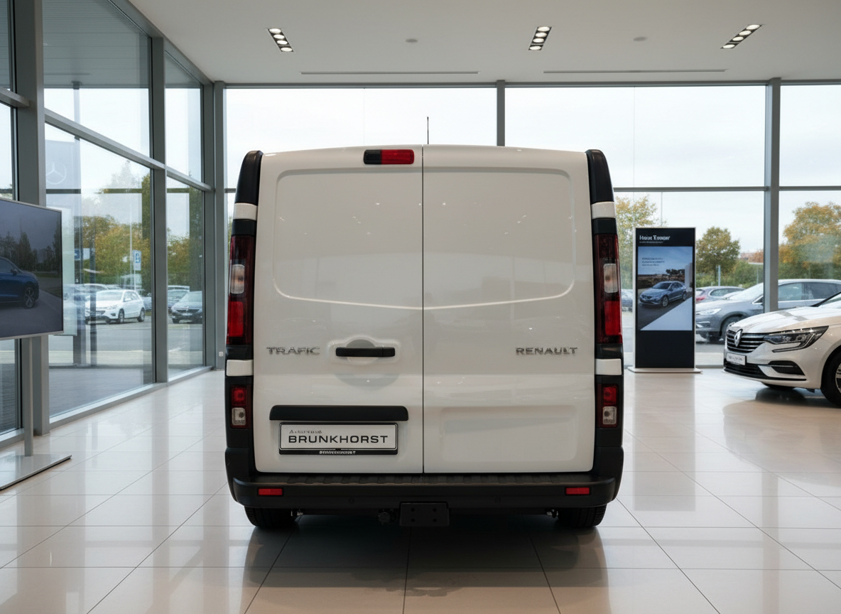 Renault Trafic Kastenwagen weiß Heckansicht im Autohaus Brunkhorst