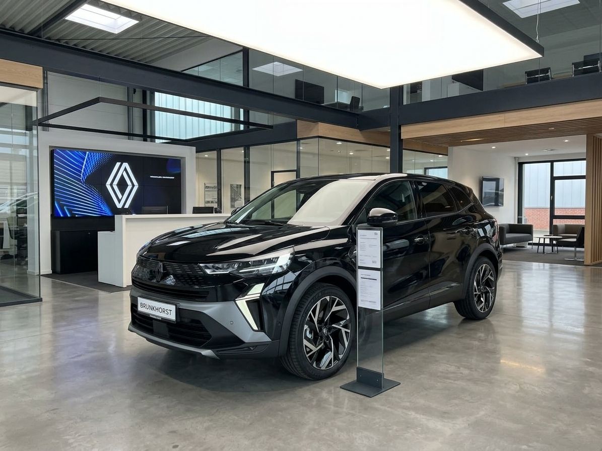Renault SUV in schwarzer Lackierung im modernen Autohaus Showroom