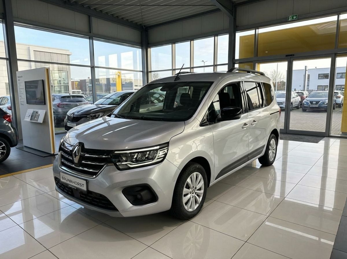 Renault Kangoo Silber Minivan in Autohaus Brünnhorst Showroom Frontansicht