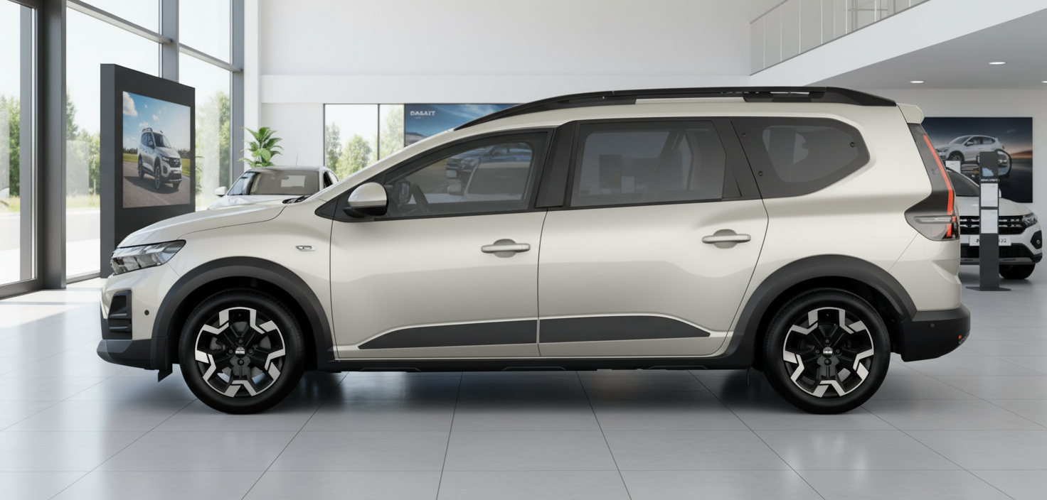 Dacia Jogger in Beige Seitenansicht im Autohaus Showroom