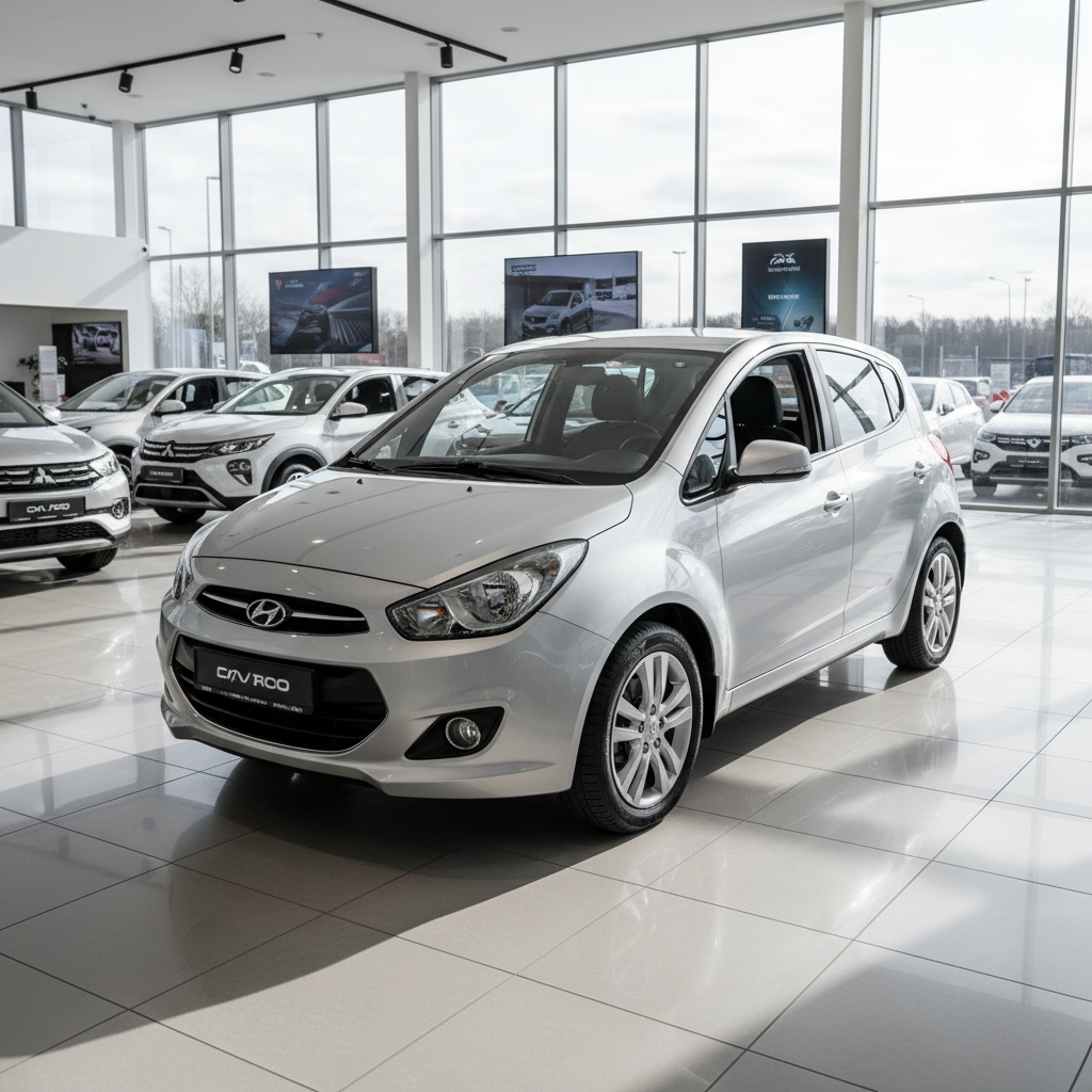 Silberner Hyundai ix20 Kompaktvan in modernem Autohaus-Showroom