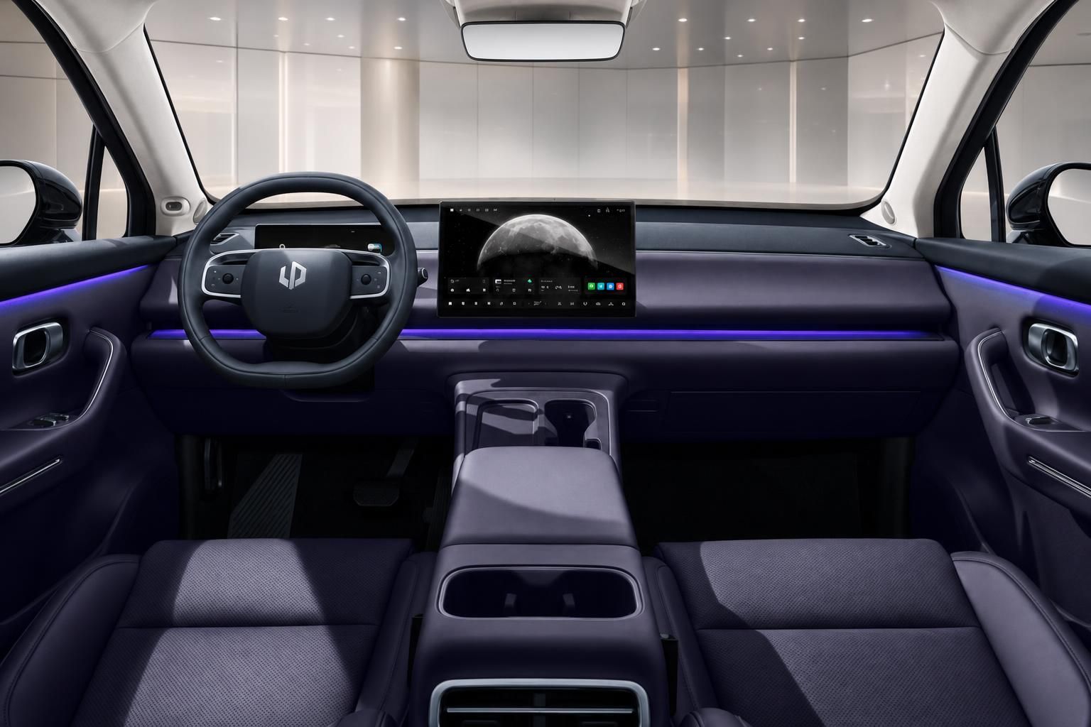 Leapmotor C10 Innenraum mit Cockpit, Lenkrad und Touchscreen-Display