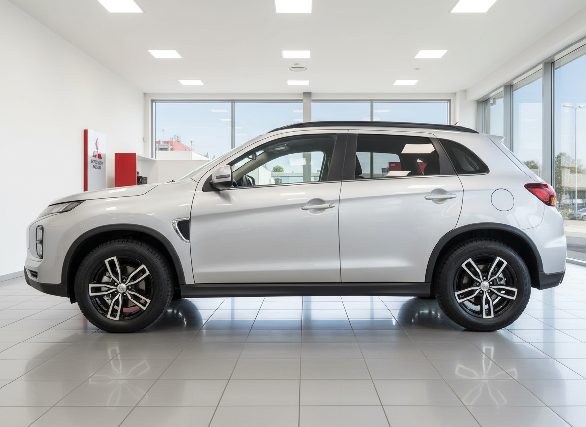 Mitsubishi Eclipse Cross Silber Seitenansicht im Autohaus Showroom