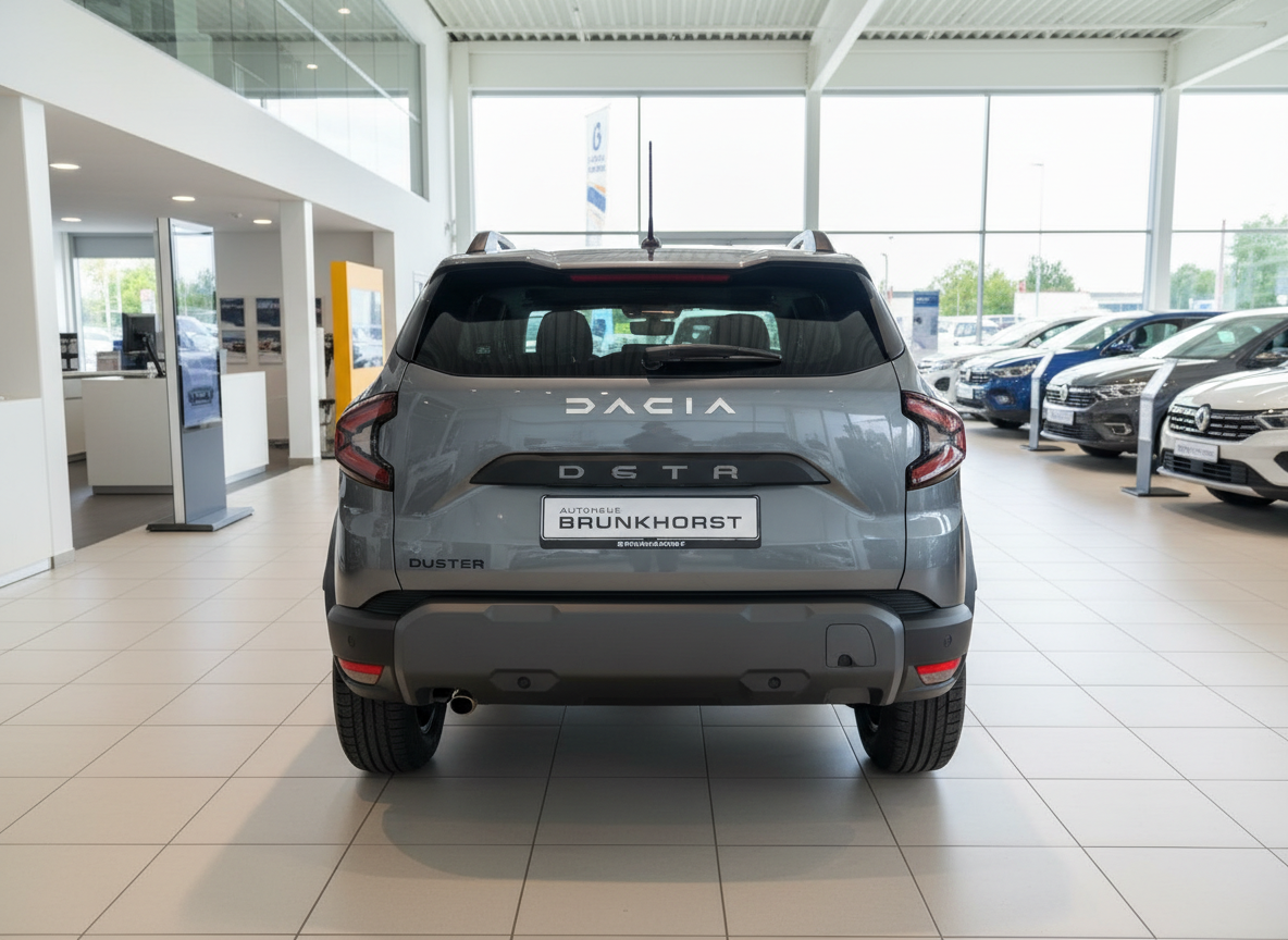 Dacia Duster grau Heckansicht im Autohaus Brunkhorst Showroom