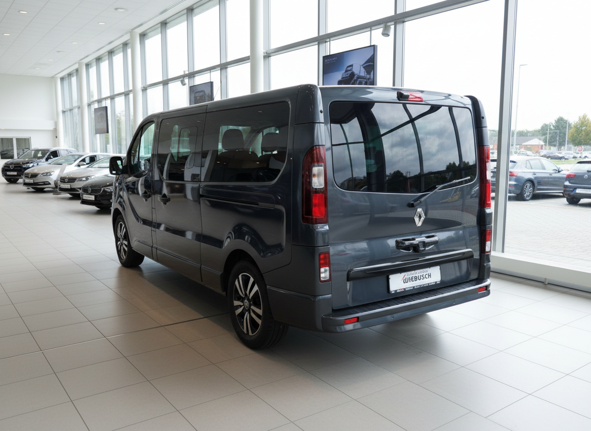 Renault Trafic Combi in Grau – Heckansicht im Autohaus Wiebusch Showroom