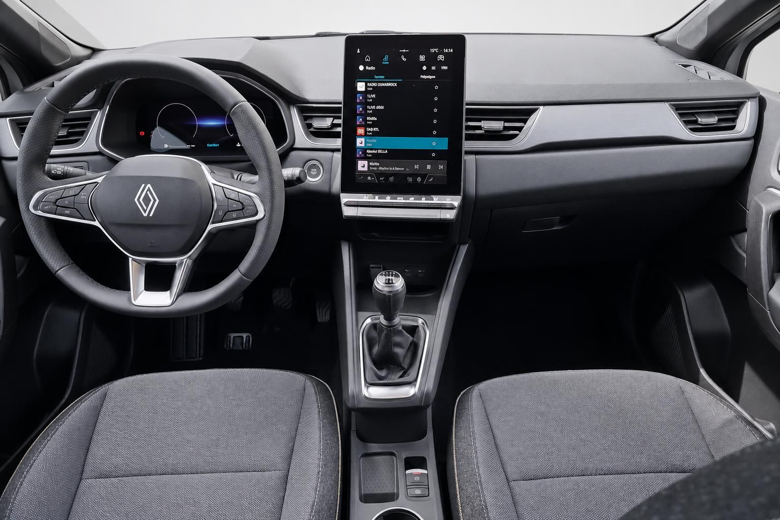 Cockpit Renault mit Lenkrad, Schaltung und Touchscreen-Display