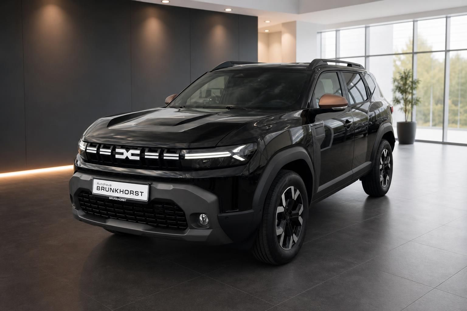Dacia Duster SUV Seitenprofil in dunkelblau mit modernem Design und LED-Scheinwerfern