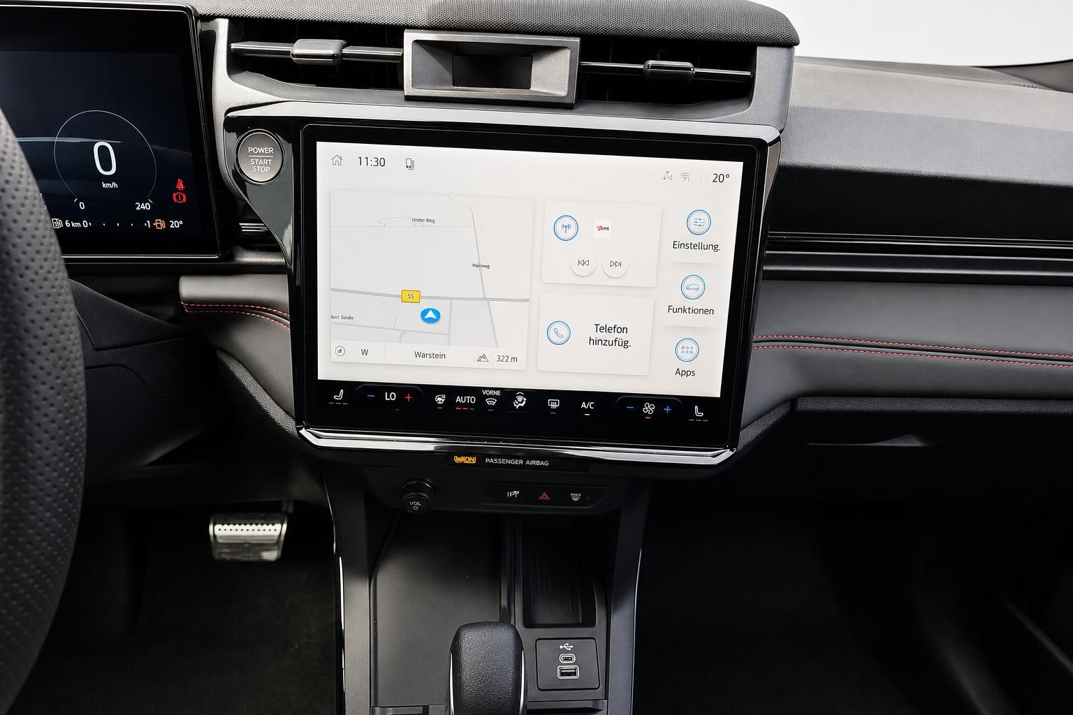 Ford Puma Infotainment-Display mit Navigationskarte im Detail