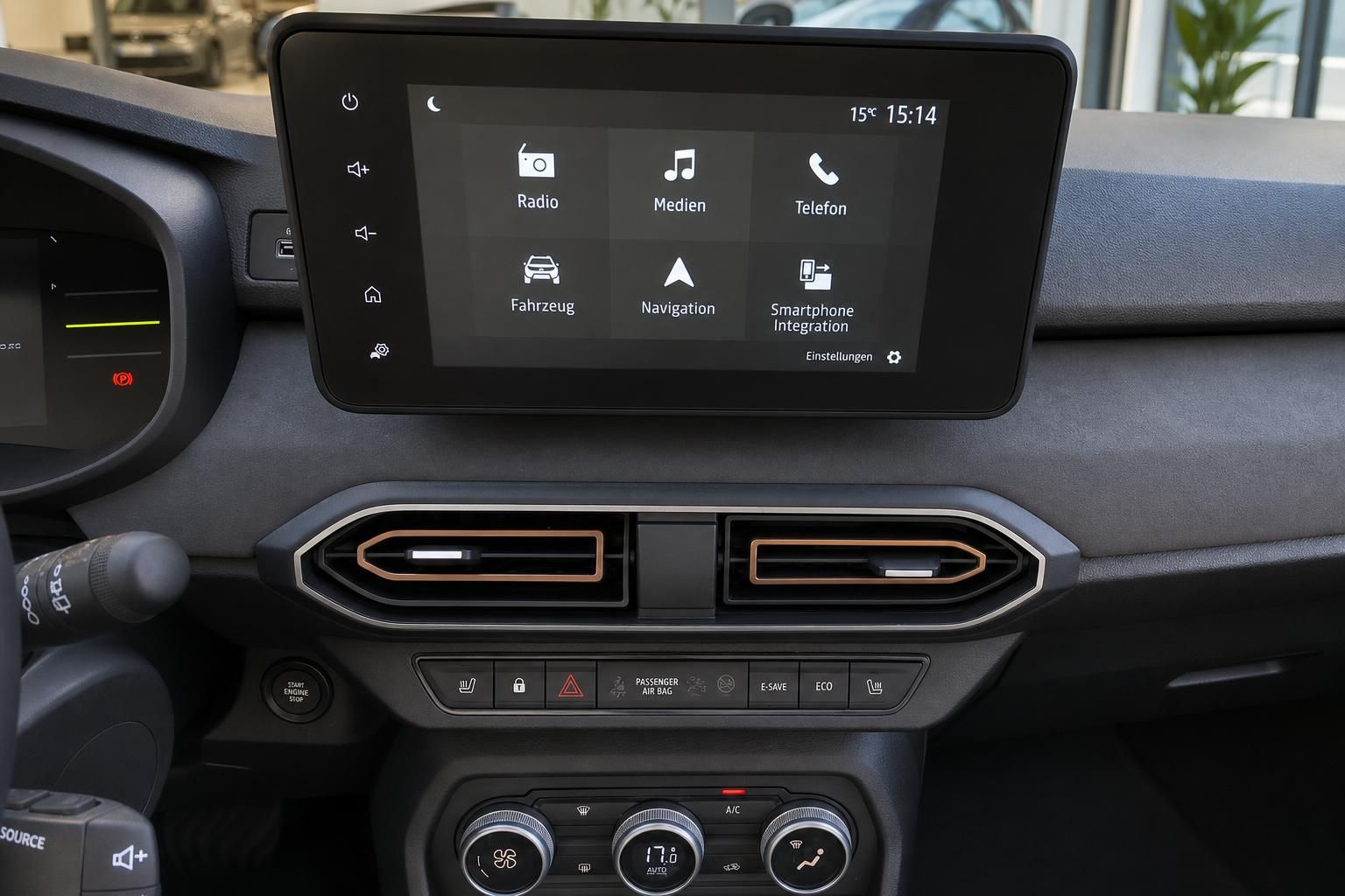 Dacia Touchscreen-Display mit Navigation und Mediensteuerung