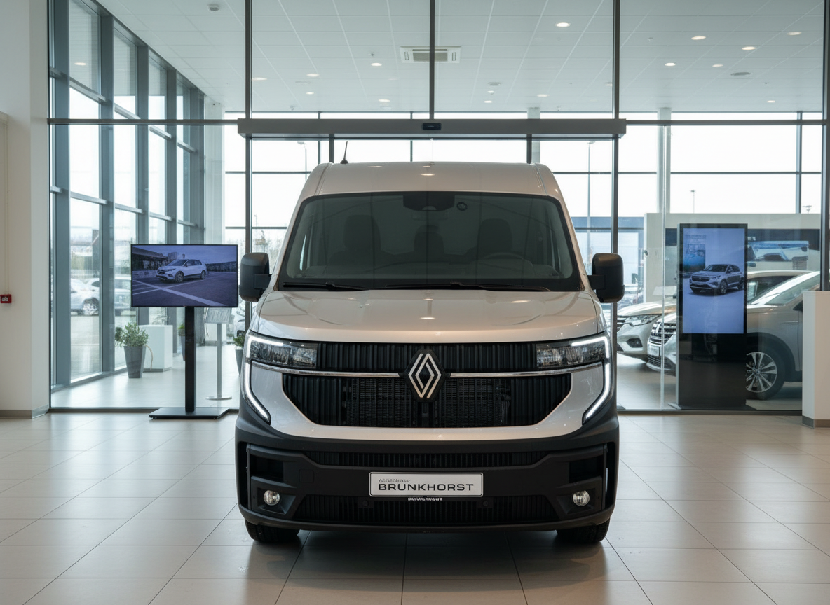 Renault Master Kastenwagen Frontansicht in Autohaus Brunkhorst – weißer Hochdach-Transporter