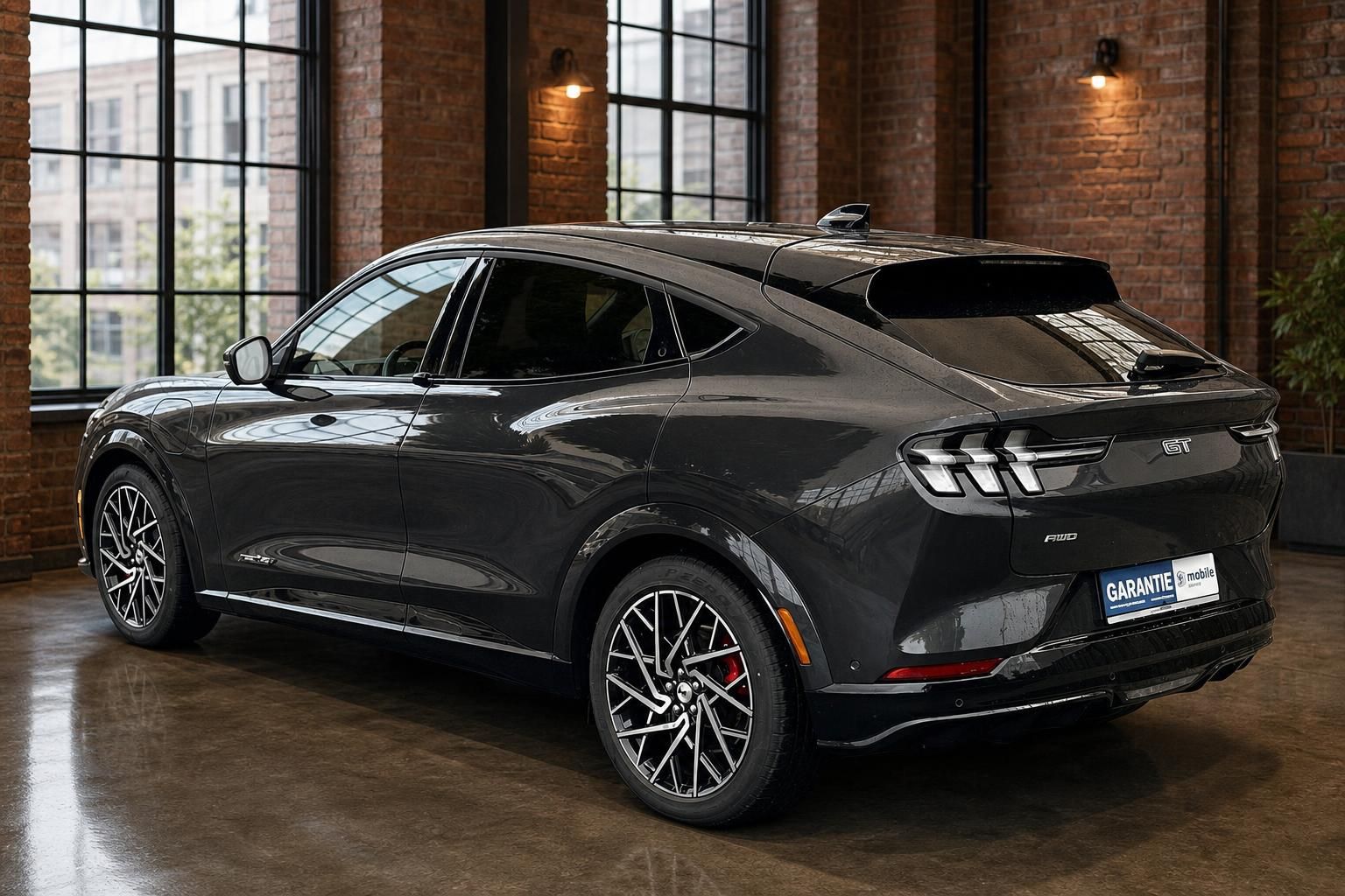 Ford Mustang Mach-E GT dunkelgrau, Seitenansicht schräg hinten