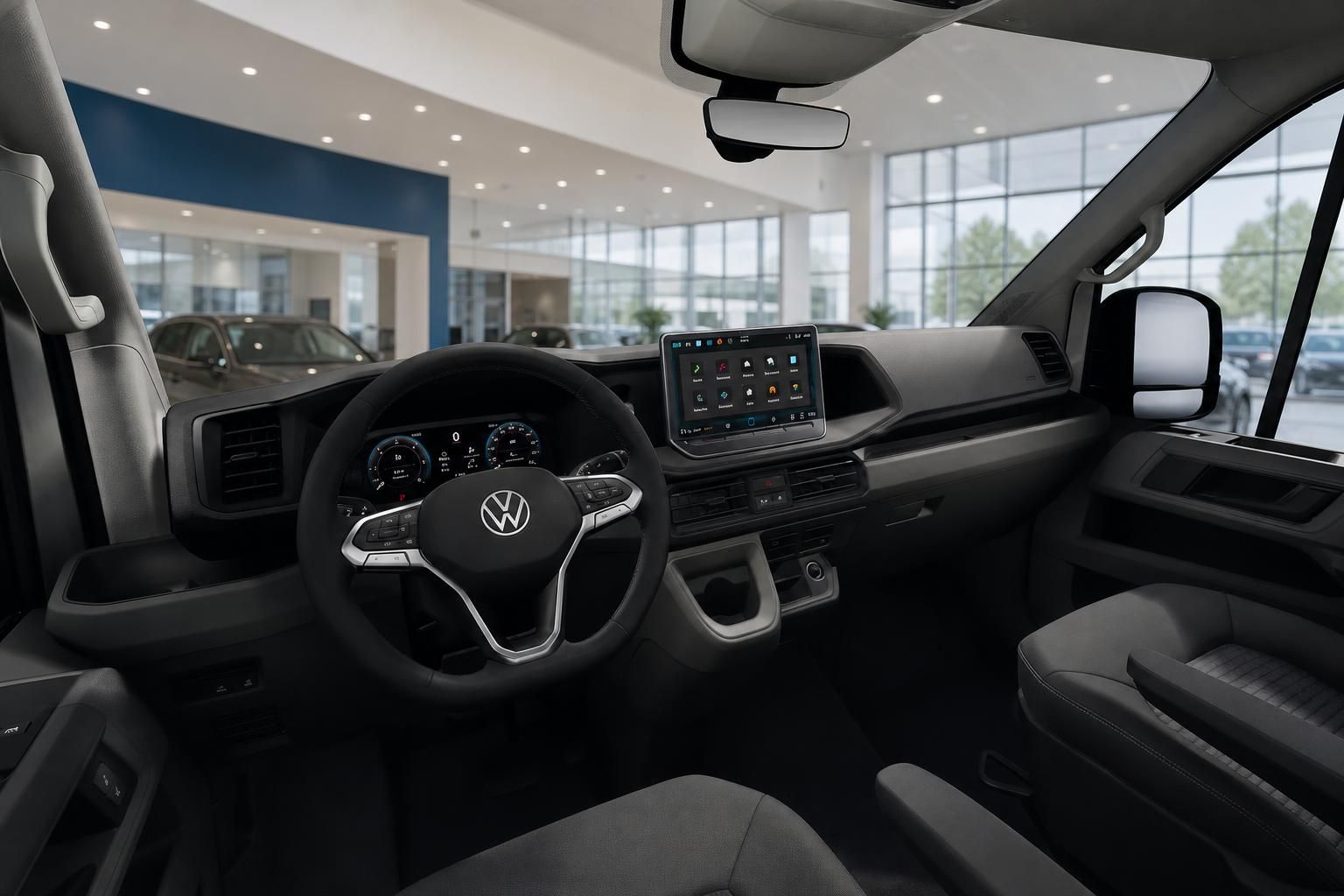 VW Cockpit mit Lenkrad, Digitaltacho und Infotainment-Display